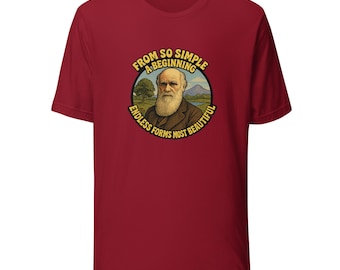 Darwin Evolution T-Shirt – From So Simple a Beginning Retro Science Quote Tee