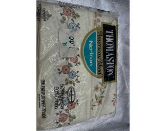 Sábana plana individual Thomaston American Mood sin planchar, 72x104, mezcla de algodón floral, años 70