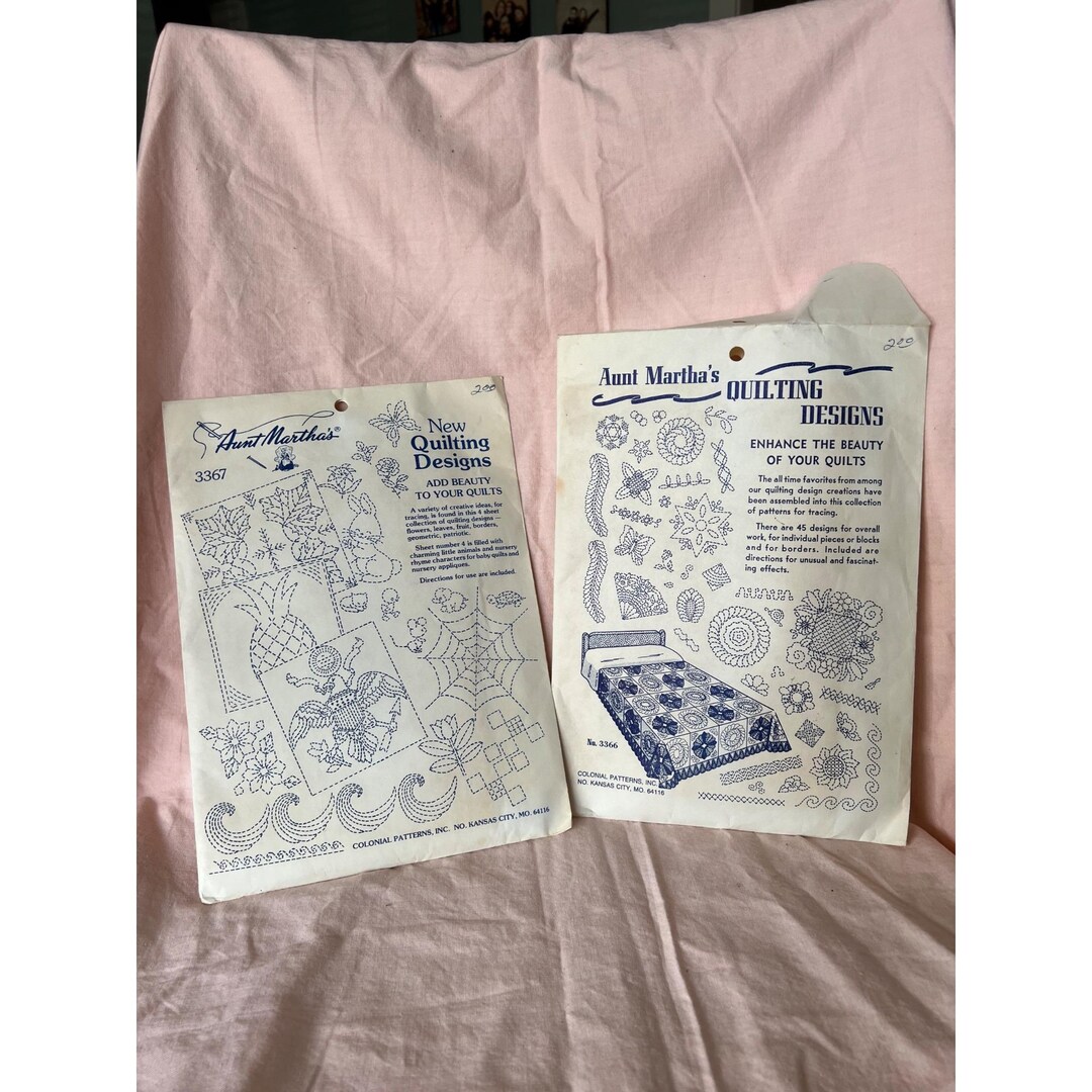Vintage Aunt Marthas Quilting Design Transfer Patterns No 3367 & 3366 ...