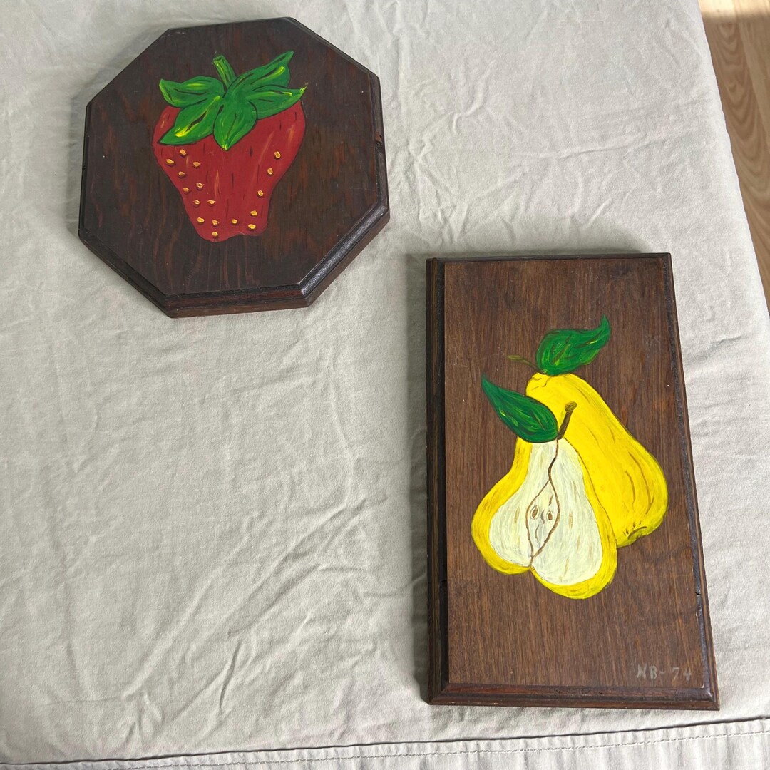 Vintage Hand Painted Fruit Wall Plaques - Etsy