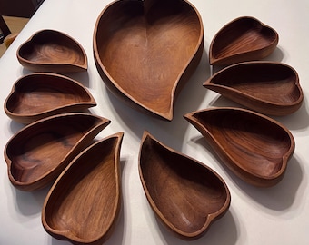 vintage MCM monkey pod wood Salad set