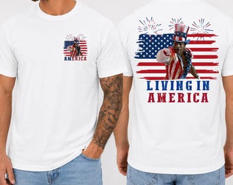 Apollo Creed Living In America T-Shirt, Patriotic Boxing Fourth Of July Vintage America Tees, Retro USA Fighter Shirt