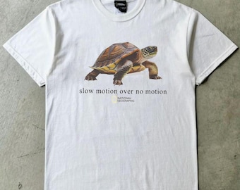 National Geographic Slow Motion Turtle T-shirt, Casual Cotton Retro Shirt with Vintage Graphic, Retro Turtle Tee