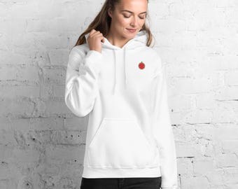Minimalistische hoodie met watermeloenlogo - witte uniseks trui