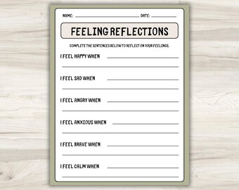 Feelings Reflection Worksheet for Kids: Social Emotional Learning (PDF Download)