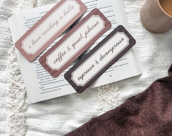 Books & Coffee Phrases Bookmarks
