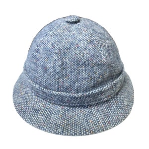 Vintage Kangol Grey ENGLAND MADE Herringbone Tweed Wool Crusher Hat Size MEDIUM