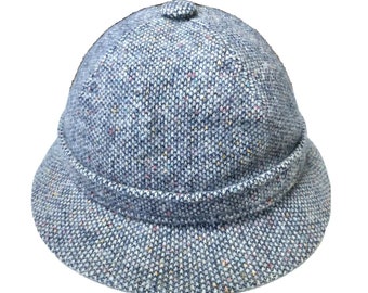 Vintage Kangol Grey ENGLAND MADE Herringbone Tweed Wool Crusher Hat Size MEDIUM