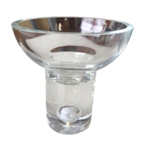 Kronos Candle Holder Crystal Art Glass Poland Bubble Base 6”