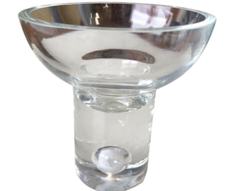Kronos Candle Holder Crystal Art Glass Poland Bubble Base 6”