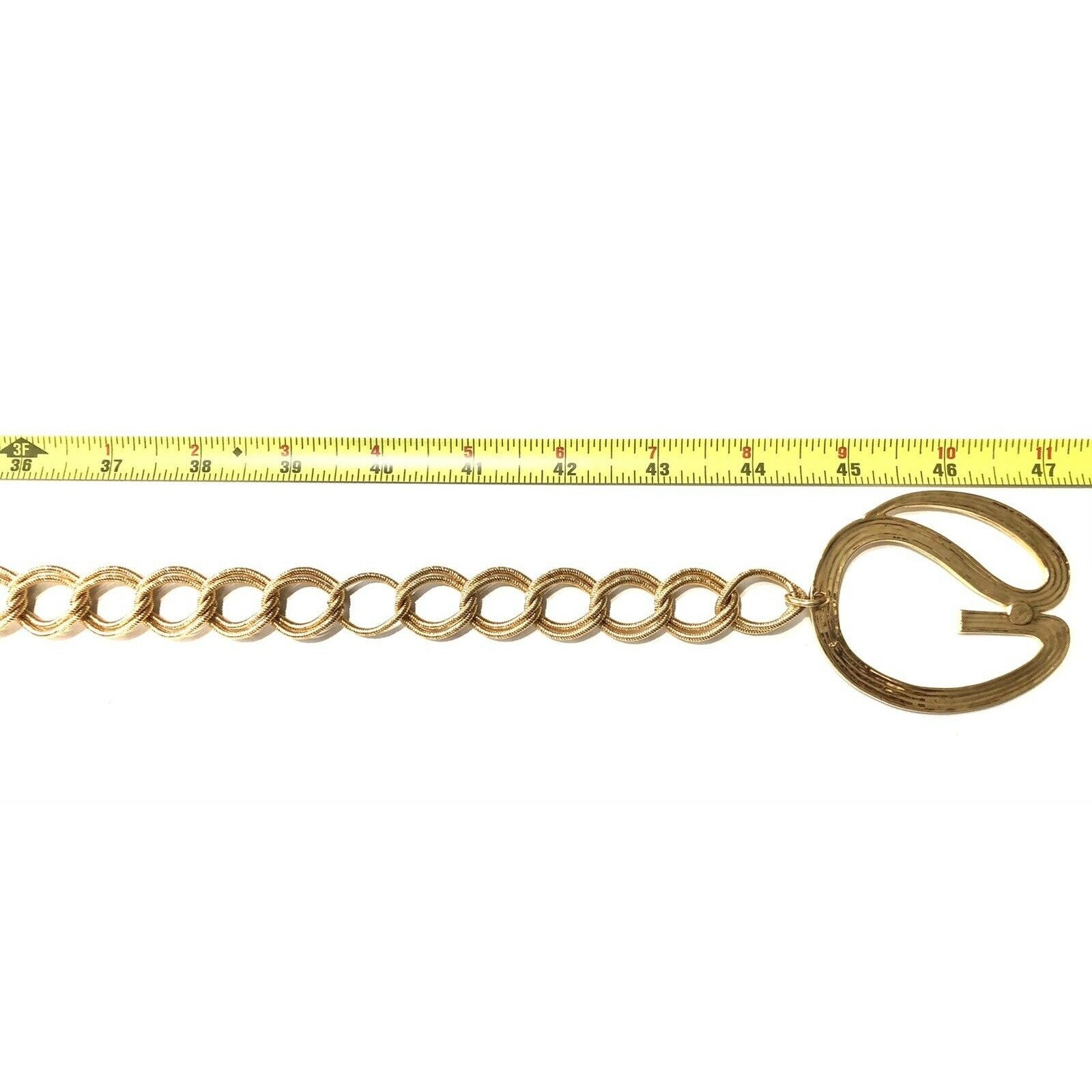 ST JOHN Gold Tone Link Signature Monogram Chain Belt 