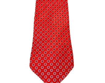ERMENEGILDO ZEGNA Red Blue Dot Silk Italian Italy Neck Tie Modern
