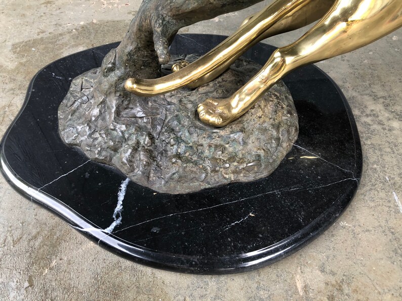 French 1970s Cast Bronze Glass Jaguar Panther Coffee Table Etsy