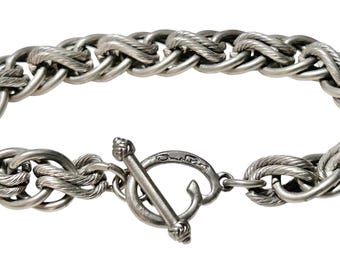 Oscar de la Renta Silver Tone Chain link Bracelet 6.5"