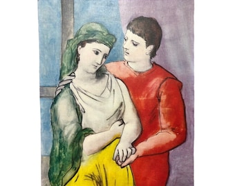 Pablo Picasso The Lovers Canvas Print On Paneling 17” X 21”