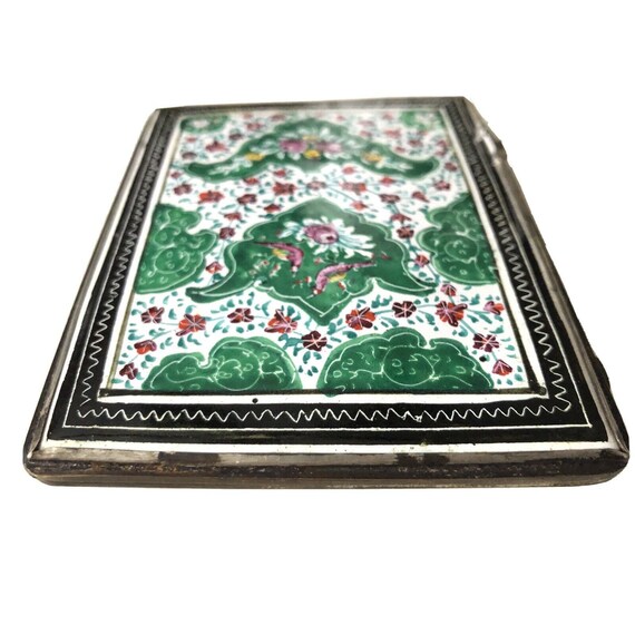 Antique Persian Arab Islamic Enamel Cigarette Cas… - image 3