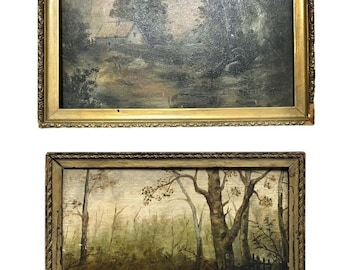 Antique Signed Lucy Carrie Wheeler Paintings Set Of Two Early 1900’s Framed