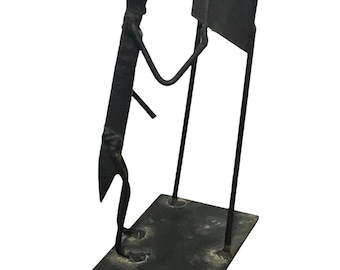 Vintage 1973 Folk Art C. Smith Railroad Spike INSTRUCTOR TEACHER Sculpture