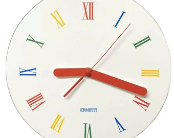 Vintage CANETTI Multicolor Wall Clock Memphis Post Modern MID CENTURY Style 1980s