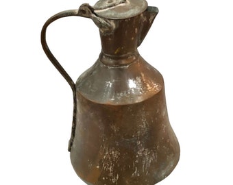 Middle Eastern Antique Handmade Old Copper Pitcher 9.5”