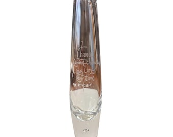STEUBEN Bud Vase Controlled Bubble Robert Browning Verse Chance Cannot Change