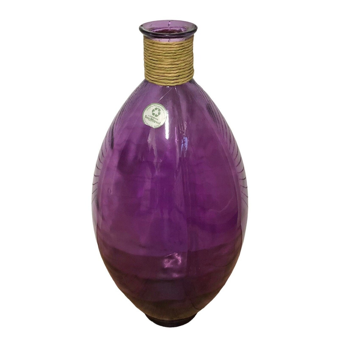 VIDRIOS SAN MIGUEL 100 Recycled Glass Purple Floor Vase Handmade Mid