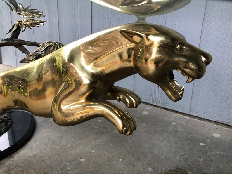 French 1970s Cast Bronze Glass Jaguar Panther Coffee Table Etsy