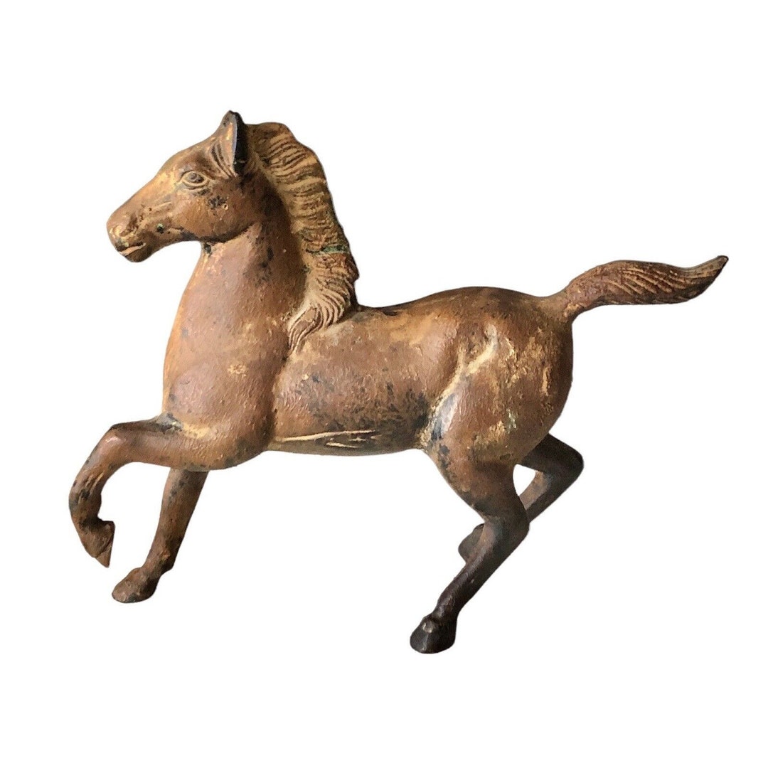 Japanese Cast Iron Horse SIGNED Figure Statue Heavy Etsy