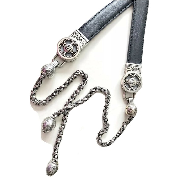 Brighton Black Leather Braided Metal Chain ASIAN PROSPERITY  display picture 1
