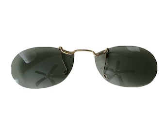 Vintage Polaroid Clip On Sunglasses Sunglass Rimless Clips Frames Greenish Gray