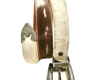 Guess Georges Marciano STERLING PLATE Leather Genuine Cow Fur Belt Sz 28