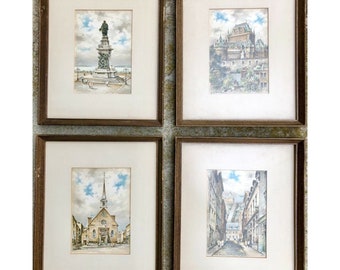 S.A Dumarais Signed Lithographs Litho Pictures 4 Piece Art Group
