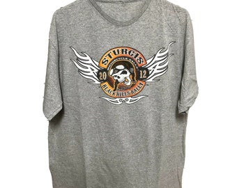 Sturgis 2012 Black Hills Motorcycle Rally Sz LARGE 44 Shirt Indian Victory Grey