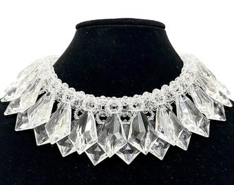 Collar estilo Coppola e Toppo de Lucite transparente, espectacular pasarela de los años 60