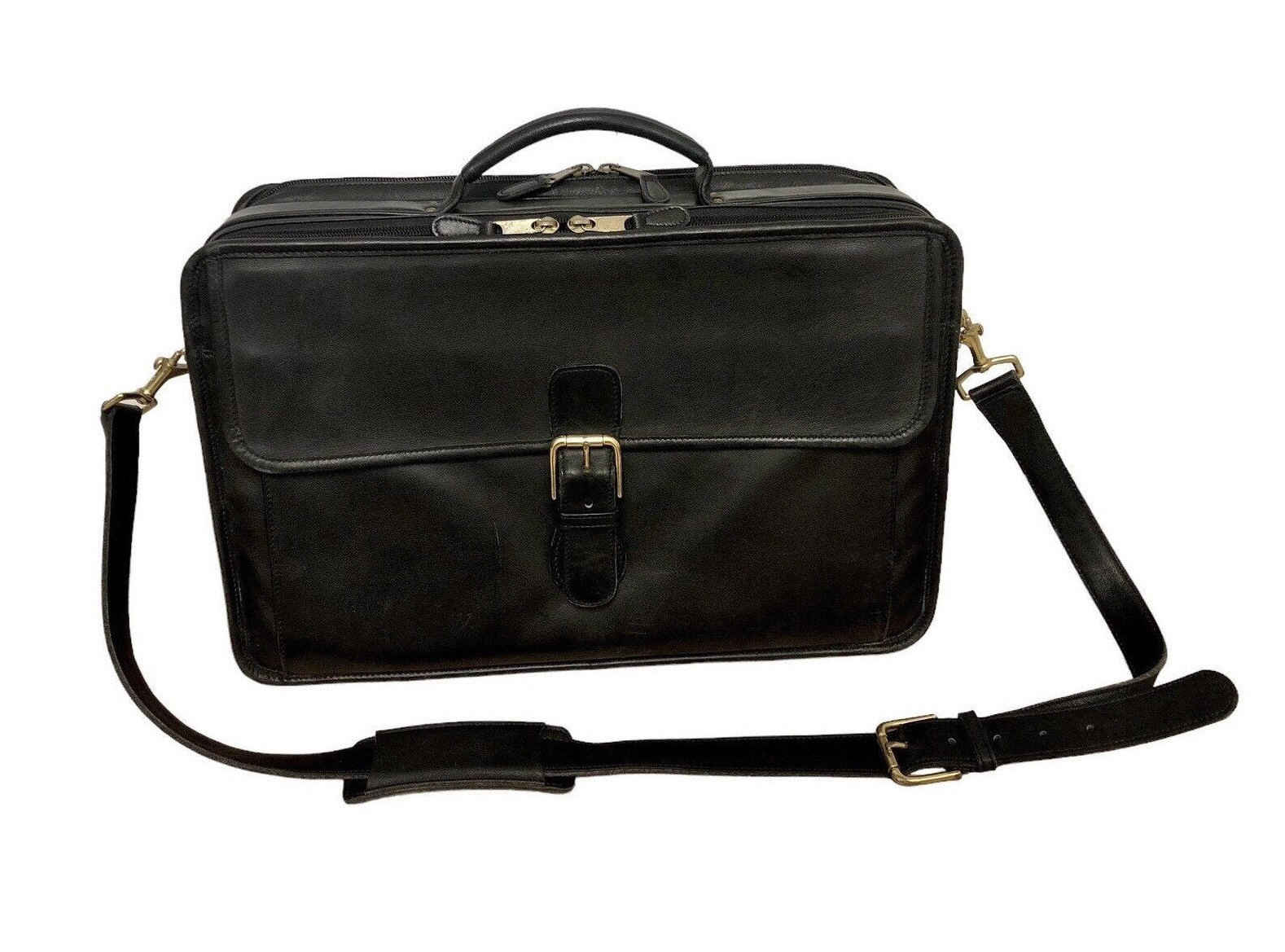 Coach Black Glove Tanned Leather 0537 Laptop Attache Messenger Bag