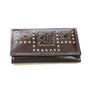 Cuero de calidad Princess Gardner Soporte de llavero plegable Cartera tachonada