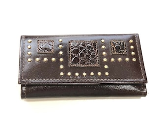 Quality Leather Princess Gardner Folding Key Holder Studded Wallet