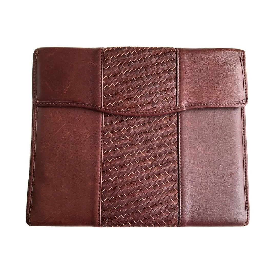 Burgundy Woven Leather Pad Folio Planner Desk Accessory - Etsy