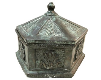 Maitland Smith Bronze Octagonal Arts And Crafts Lidded Box