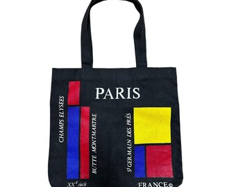 Champs Elysees Canvas Paris Cotton Canvas Multi Color Designer Shopping Tote Bag