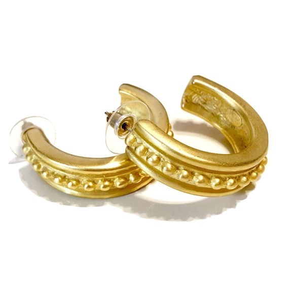 Givenchy Matte Gold Etruscan Revival Hoop Pierced 