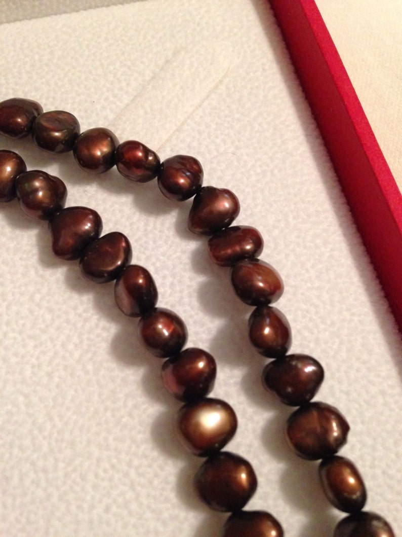 Chocolate Brown Baroque Double Strand Freshwater Pearl .925 - Etsy