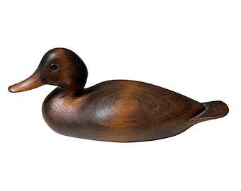 Vintage J Sandstrom Hand Carved Wood Duck Decoy Glass Eye 1988 Hand Signed