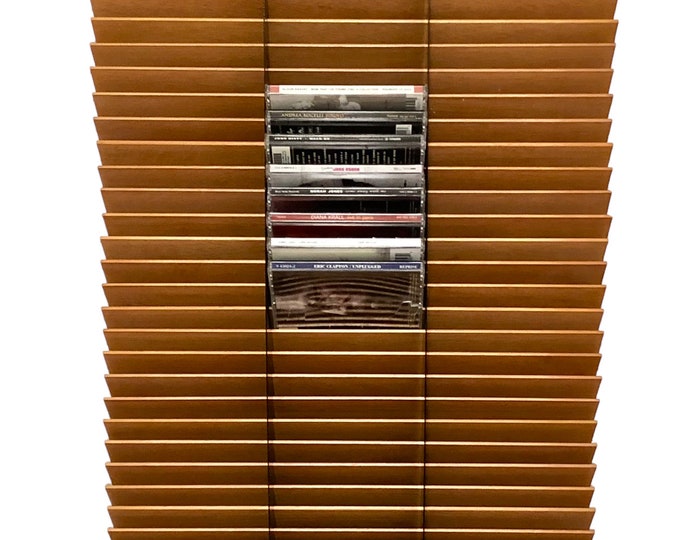 Vintage CD Holder Box Wall Storage AXIS France Danish Teak Wood Modern