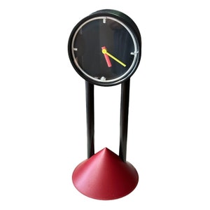 80s Postmodern Neon Table Mantel Clock Memphis Geometric Architectural