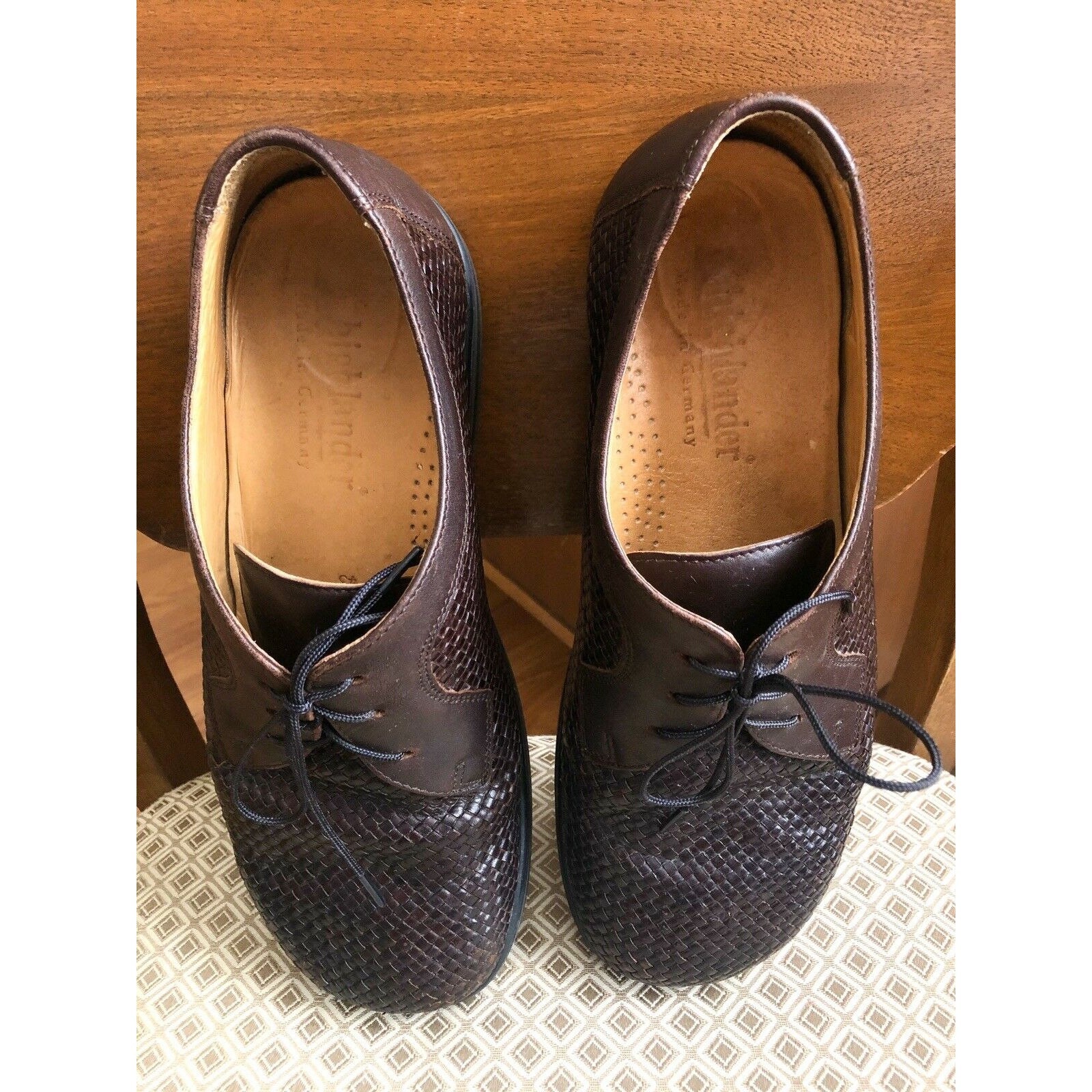 Highlander Brown Leather Men\'s Shoes made in Germany Quality Mens Brown Woven Leather Highlander Germany Shoes  main image 2
