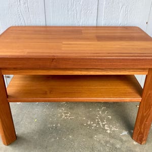 Vintage Mid Century Teak Dane Designs Scandinavian Heavy End Table