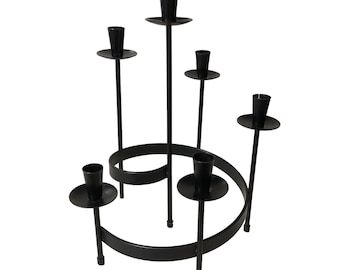 Mid Century Black Metal Spiral Candle Holder Candelabra