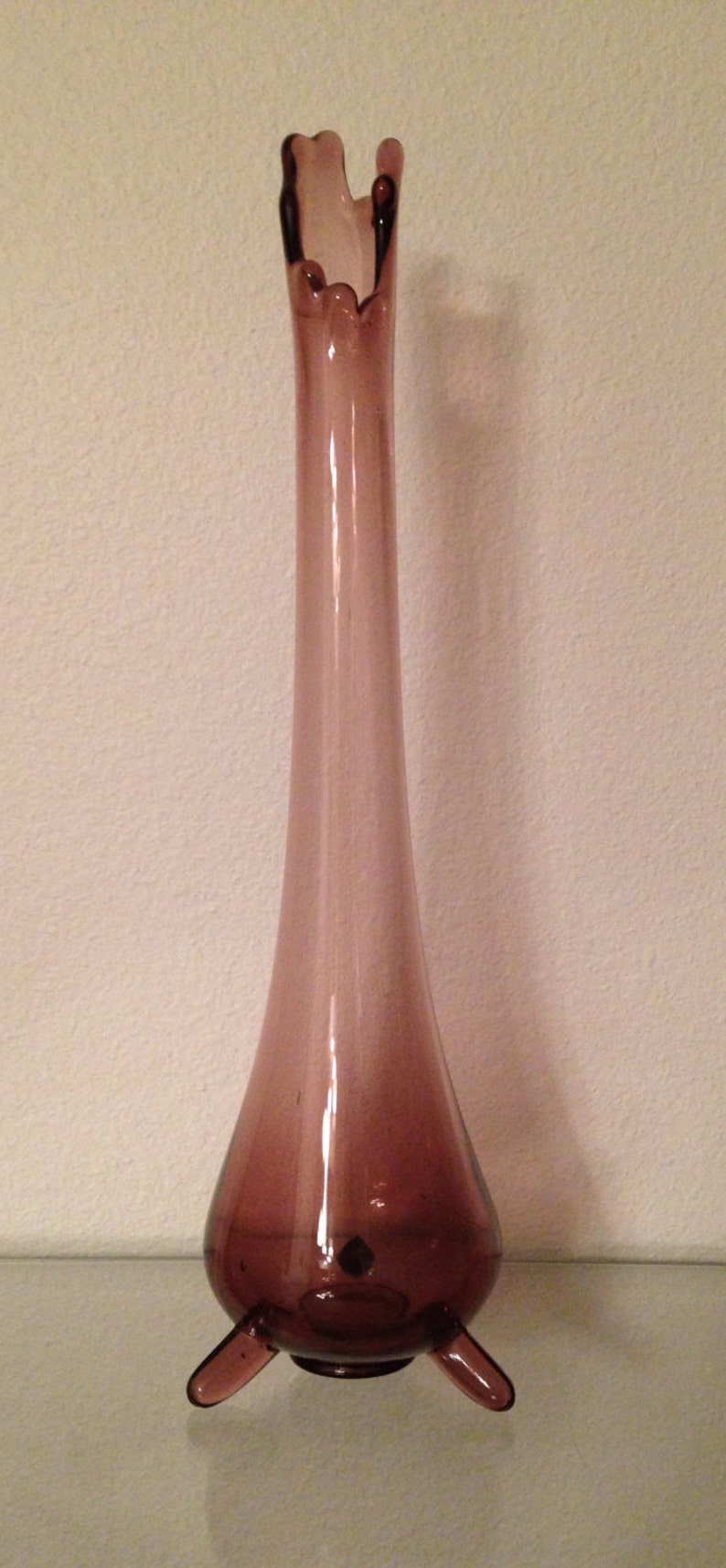 Mid Century Purple Viking Three Leg Swung Glass Vase Etsy