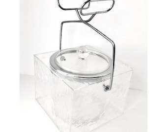 Vintage Mid Century WILARDY Textured Acrylic Lucite Block ICE BUCKET